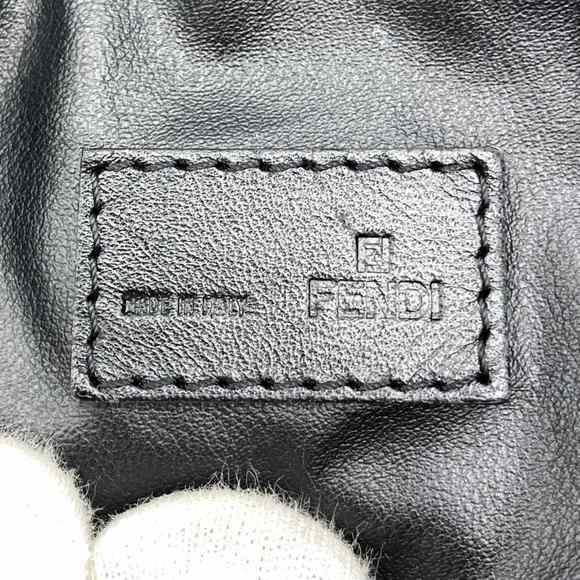 FENDI Handbag Pouch Zucchino Canvas/Leather Dark Brown/Black 8N0005-105-048 W... - Picture 7 of 9